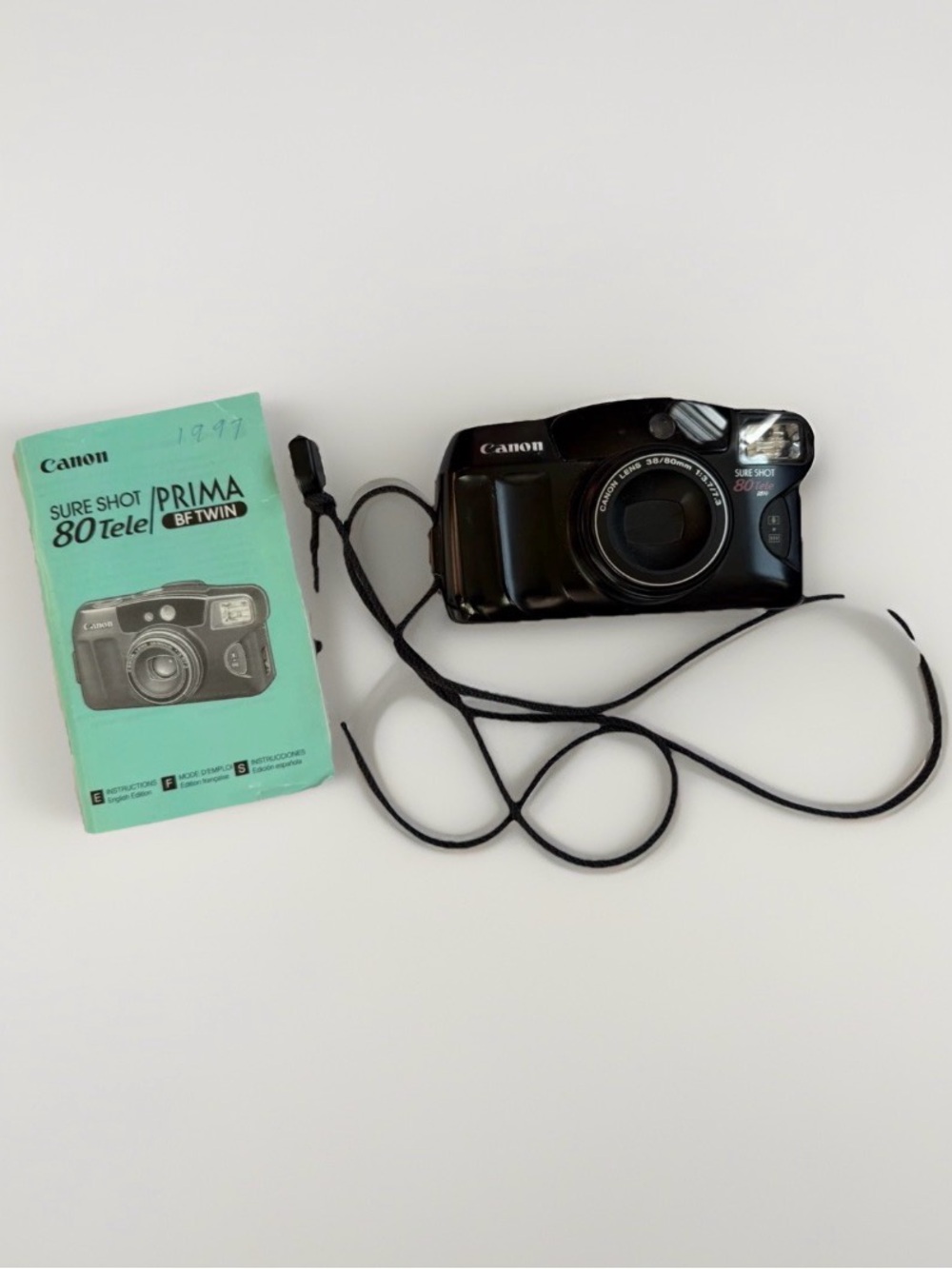 Canon Sure Shot 80 Tele Prima BF Twin 35mm Point & Shoot Film Camera Untested